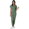 Hanes Women’s Scrub Top – Premium Stretch V-Neck Healthcare Top(Green Moss)