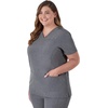 Hanes Women’s Scrubs Healthcare Top, Moisture-Wicking Stretch Scrub Shirts, Ribbed Back Panel(Ebony Heather)