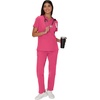 Hanes Women’s Scrubs Healthcare Top, Moisture-Wicking Stretch Scrub Shirts, Ribbed Back Panel(Fuchsia Pink)