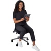 Hanes Women’s Scrubs Healthcare Top, Moisture-Wicking Stretch Scrub Shirts, Ribbed Back Panel(New Ebony)