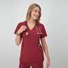 Hanes Women’s Scrubs Healthcare Top, Moisture-Wicking Stretch Scrub Shirts, Ribbed Side Panels(Afternoon Burgundy)