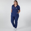 Hanes Women’s Scrubs Healthcare Top, Moisture-Wicking Stretch Scrub Shirts, Ribbed Side Panels(Athletic Navy)