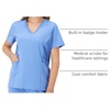 Hanes Women’s Scrubs Healthcare Top, Moisture-Wicking Stretch Scrub Shirts, Ribbed Side Panels(Ceil Blue 2)