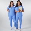 Hanes Women’s Scrubs Healthcare Top, Moisture-Wicking Stretch Scrub Shirts, Ribbed Side Panels(Ceil Blue 2)