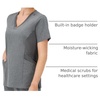 Hanes Women’s Scrubs Healthcare Top, Moisture-Wicking Stretch Scrub Shirts, Ribbed Side Panels(Ebony Heather)