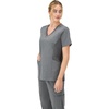 Hanes Women’s Scrubs Healthcare Top, Moisture-Wicking Stretch Scrub Shirts, Ribbed Side Panels(Ebony Heather)