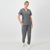 Hanes Women’s Scrubs Healthcare Top, Moisture-Wicking Stretch Scrub Shirts, Ribbed Side Panels(Ebony Heather)