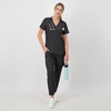 Hanes Women’s Scrubs Healthcare Top, Moisture-Wicking Stretch Scrub Shirts, Ribbed Side Panels(New Ebony)
