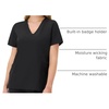 Hanes Women’s Scrubs Healthcare Top, Moisture-Wicking Stretch Scrub Shirts, Ribbed Side Panels(New Ebony)
