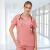 Hanes Women’s Scrubs Healthcare Top, Moisture-Wicking Stretch Scrub Shirts, Ribbed Side Panels(Rose Ranch Pink)