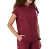 Hanes Women’s Scrubs Healthcare Top with Mandarin Collar, Moisture-Wicking Stretch Scrub Shirt(Afternoon Burgundy)