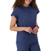 Hanes Women’s Scrubs Healthcare Top with Mandarin Collar, Moisture-Wicking Stretch Scrub Shirt(Athletic Navy)