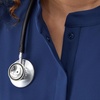 Hanes Women’s Scrubs Healthcare Top with Mandarin Collar, Moisture-Wicking Stretch Scrub Shirt(Athletic Navy)