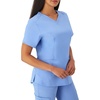 Hanes Women’s Scrubs Healthcare Top with V-Neckline, Moisture-Wicking Stretch Scrub Shirts(Ceil Blue 2)
