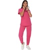 Hanes Women’s Scrubs Healthcare Top with V-Neckline, Moisture-Wicking Stretch Scrub Shirts(Fuchsia Pink)