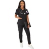 Hanes Women’s Scrubs Healthcare Top with V-Neckline, Moisture-Wicking Stretch Scrub Shirts(New Ebony)