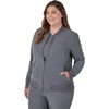 Hanes Women’s Scrubs Zip-Up Bomber Jacket(Ebony Heather)