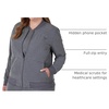 Hanes Women’s Scrubs Zip-Up Bomber Jacket(Ebony Heather)