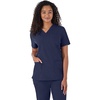 Hanes Women’s Scrubs Healthcare Top, Moisture-Wicking Stretch Scrub Shirts, Ribbed Back Panel(Athletic Navy)