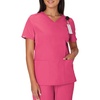 Hanes Women’s Scrubs Healthcare Top, Moisture-Wicking Stretch Scrub Shirts, Ribbed Back Panel(Fuchsia Pink)