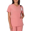 Hanes Women’s Scrubs Healthcare Top, Moisture-Wicking Stretch Scrub Shirts, Ribbed Back Panel(Rose Ranch Pink)