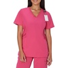 Hanes Women’s Scrubs Healthcare Top, Moisture-Wicking Stretch Scrub Shirts, Ribbed Side Panels(Fuchsia Pink)