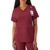 Hanes Women’s Scrubs Healthcare Top with V-Neckline, Moisture-Wicking Stretch Scrub Shirts(Afternoon Burgundy)