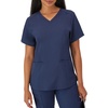 Hanes Women’s Scrubs Healthcare Top with V-Neckline, Moisture-Wicking Stretch Scrub Shirts(Athletic Navy)