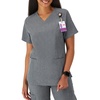 Hanes Women’s Scrubs Healthcare Top with V-Neckline, Moisture-Wicking Stretch Scrub Shirts(Ebony Heather)