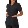 Hanes Women’s Scrubs Healthcare Top with V-Neckline, Moisture-Wicking Stretch Scrub Shirts(New Ebony)