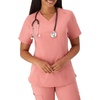Hanes Women’s Scrubs Healthcare Top with V-Neckline, Moisture-Wicking Stretch Scrub Shirts(Rose Ranch Pink)
