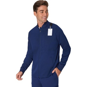 Hanes Men’s Scrubs Healthcare Jacket, Zip-up Scrub Jacket for Men, Moisture-wicking & Odor Control(Athletic Navy)