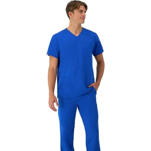 Hanes Men’s Scrubs Healthcare Top, Moisture-Wicking Stretch Scrub Shirts for Men, Odor Control(Royal Blue)