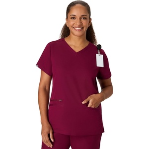 Hanes Women’s Hanes Women’s Premium Scrubs Top with Pockets, Comfort Fit Scrubs for Women, Nurse Essentials(Afternoon Burgundy)