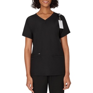 Hanes Women’s Hanes Women’s Premium Scrubs Top with Pockets, Comfort Fit Scrubs for Women, Nurse Essentials(New Ebony)