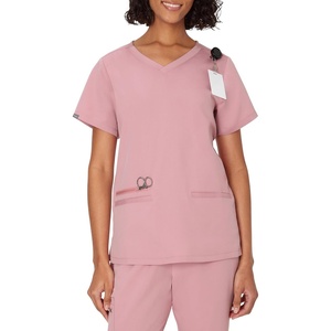 Hanes Women’s Hanes Women’s Premium Scrubs Top with Pockets, Comfort Fit Scrubs for Women, Nurse Essentials(Pink Mauve)