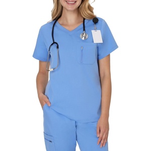 Hanes Women’s Scrub Top – Premium Stretch V-Neck Healthcare Top(Ceil Blue 2)