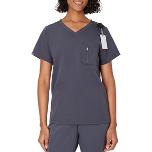 Hanes Women’s Scrub Top – Premium Stretch V-Neck Healthcare Top(Peppercorn Grey)