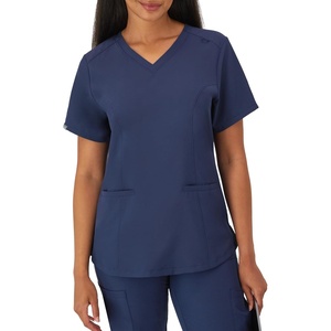 Hanes Women’s Scrubs Healthcare Top with V-Neckline, Moisture-Wicking Stretch Scrub Shirts(Athletic Navy)