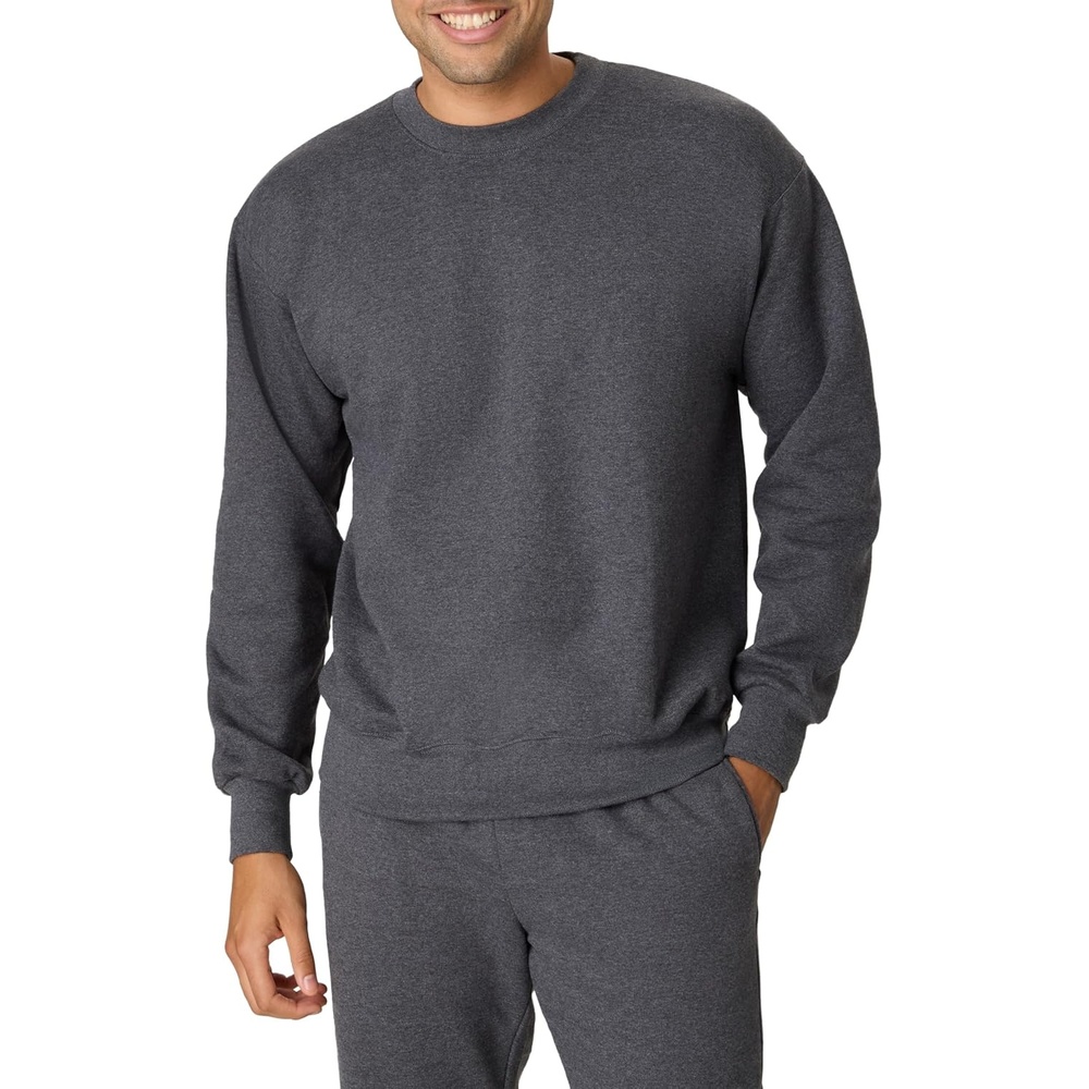 image:imageHanes Mens Ultimate Sweatshirt Heavyweight Fleece Sweatshirt Crewneck Pullover for MenCharcoal Heather