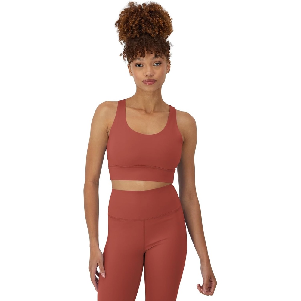 image:imageHanes Womens Sports Bra Moves Racerback Crop Top StretchCoral Camelia