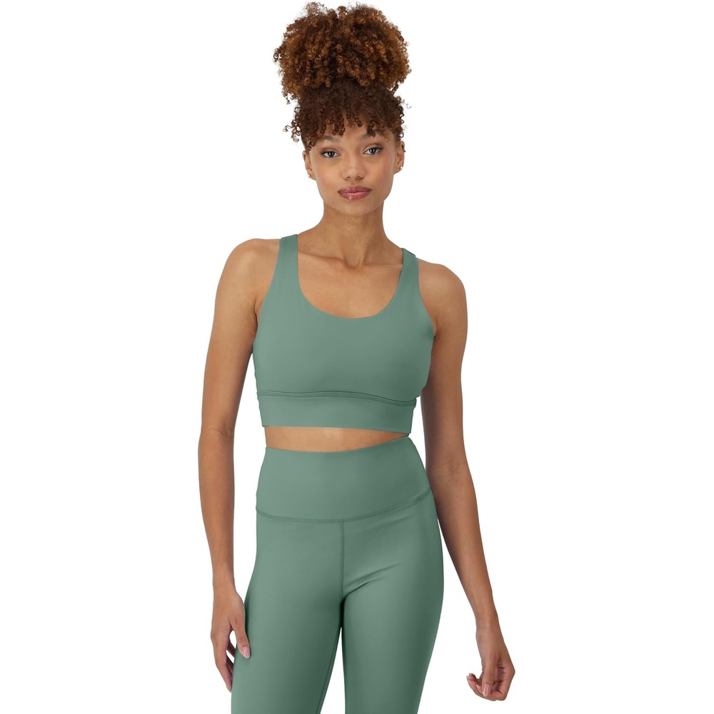 image:imageHanes Womens Sports Bra Moves Racerback Crop Top StretchHerbal Olive Green