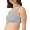 Hanes Women’s Racerback Cotton T-Back Bralette (3 Pack)(Concrete Heather/Isle Green/Moonlite Heather)