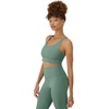 Hanes Women’s Sports Bra – Moves Racerback Crop Top – Stretch(Herbal Olive Green)