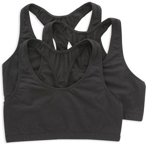 Hanes Women’s Racerback Cotton T-Back Bralette (3 Pack)(Black/Black/Black)