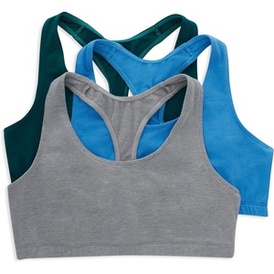 Hanes Women’s Racerback Cotton T-Back Bralette (3 Pack)(Green Marble/Provence Blue/Concrete Heather)