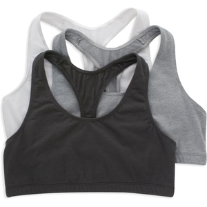 Hanes Women’s Racerback Cotton T-Back Bralette (3 Pack)(White/Concrete Heather/Black)