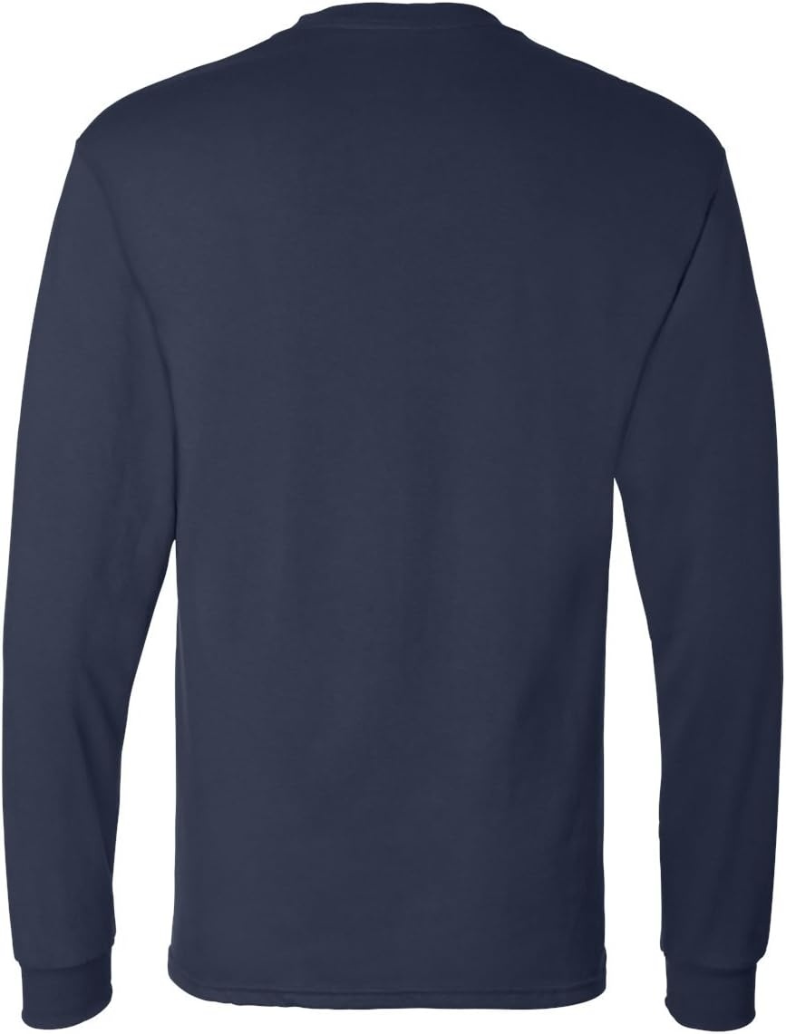 image:imageHanes Mens Essentials LongSleeve TShirt Crewneck Cotton TShirts for Men 2PackNavy 4 Pack