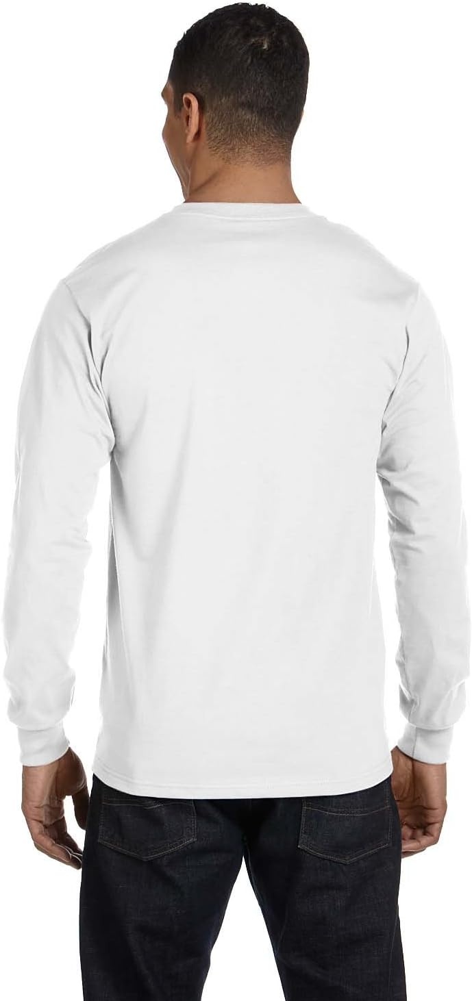 image:imageHanes Mens Essentials LongSleeve TShirt Crewneck Cotton TShirts for Men 2PackWhite 2 Pack