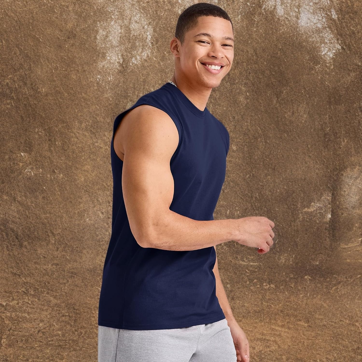 image:imageHanes Mens Essentials Midweight Muscle TShirt Pack Cotton Muscle Tank Shirts 3PackAthletic Navy